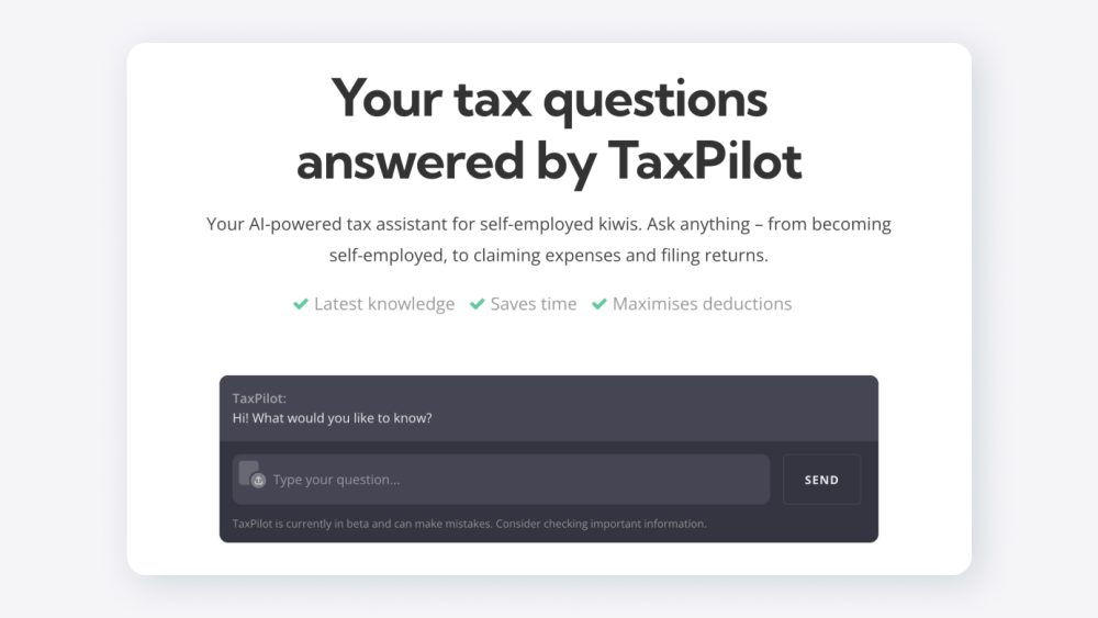Ai tax assistant for New Zealand sole traders